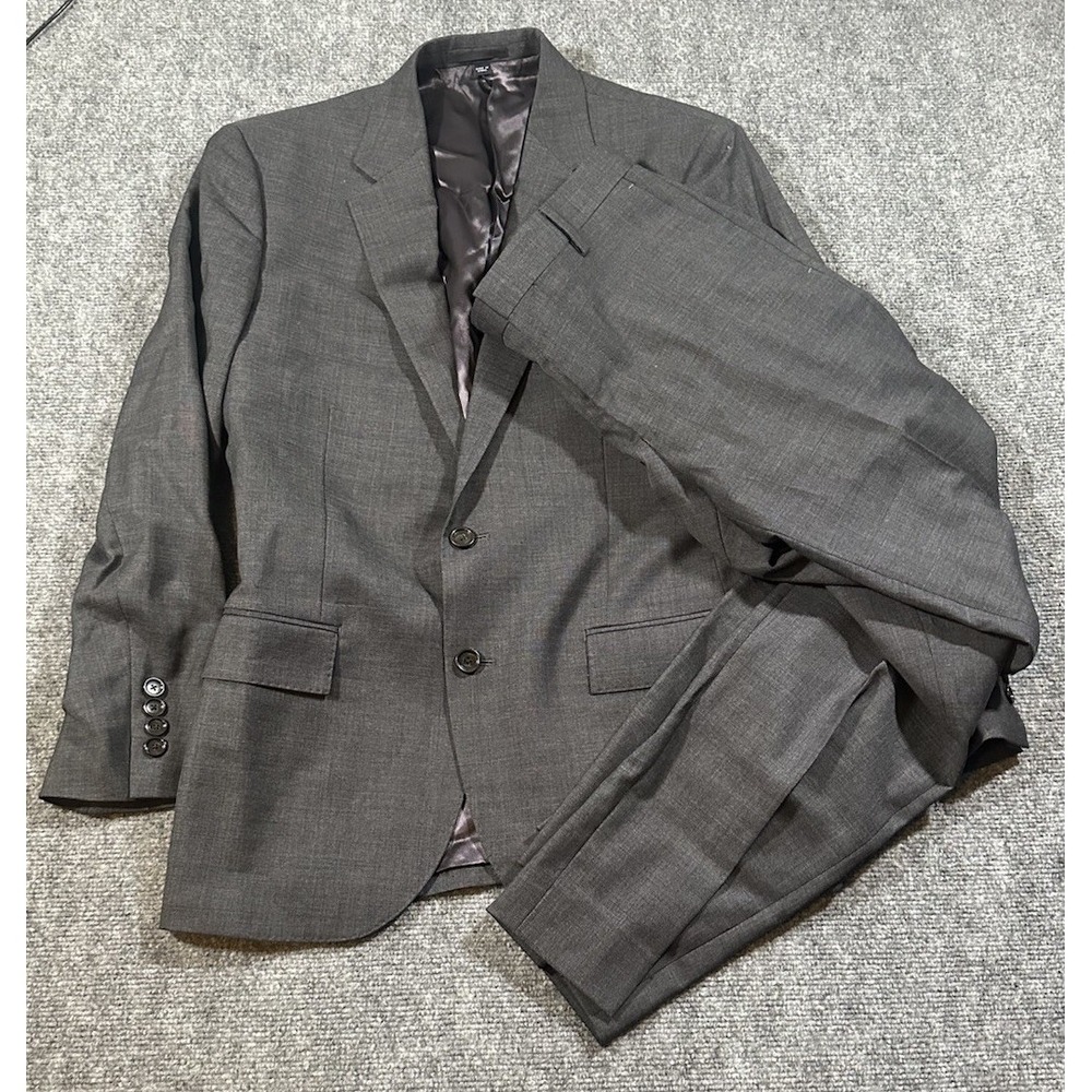 J Crew Mens Suit 40S Blazer 31x28 Slacks Grey Tollegno Wool Italian Fabric EUC